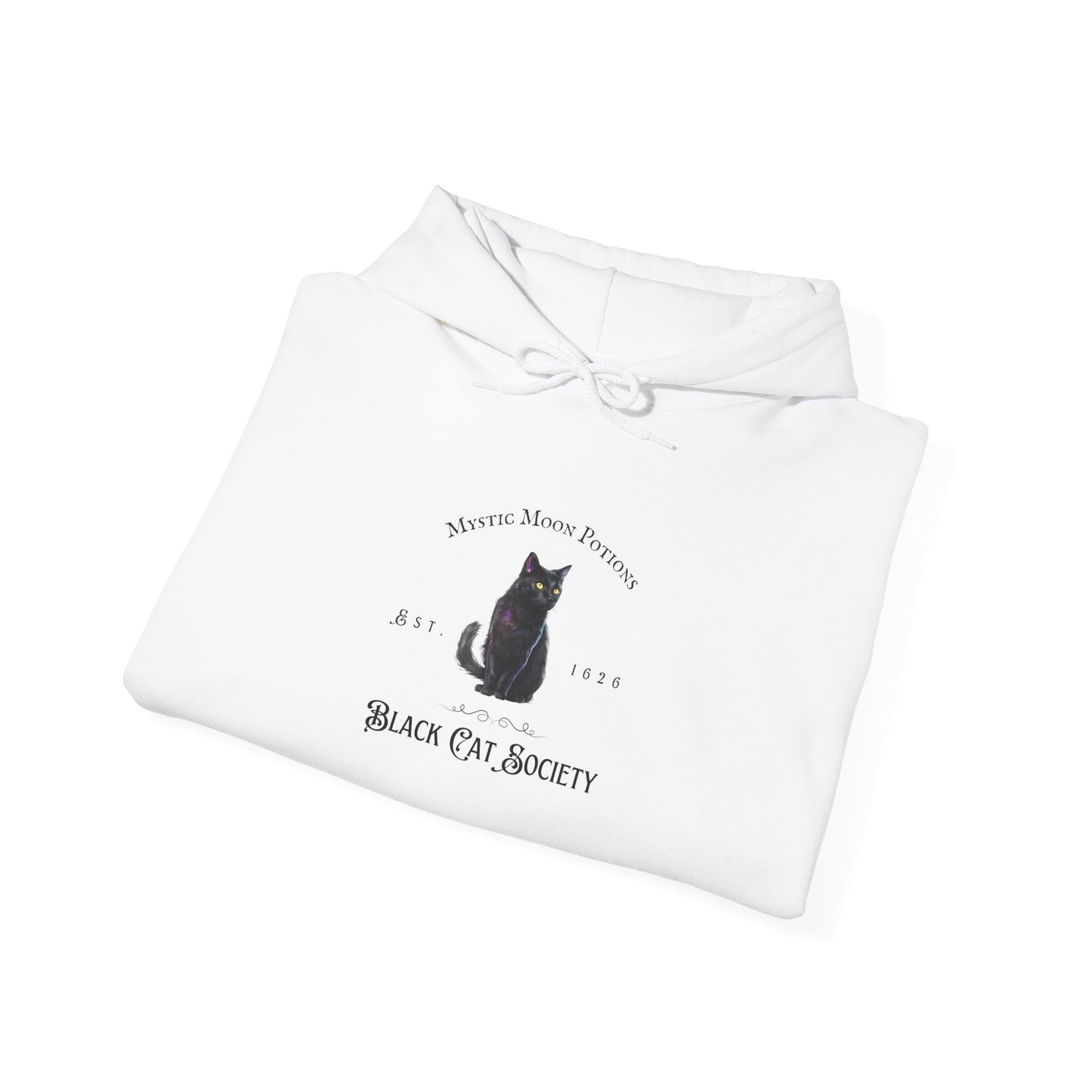 Black Cat Society Unisex Hooded Sweatshirt, Cozy Witchy Apparel, Halloween Gift, Spiritual Fashion, Everyday Wear