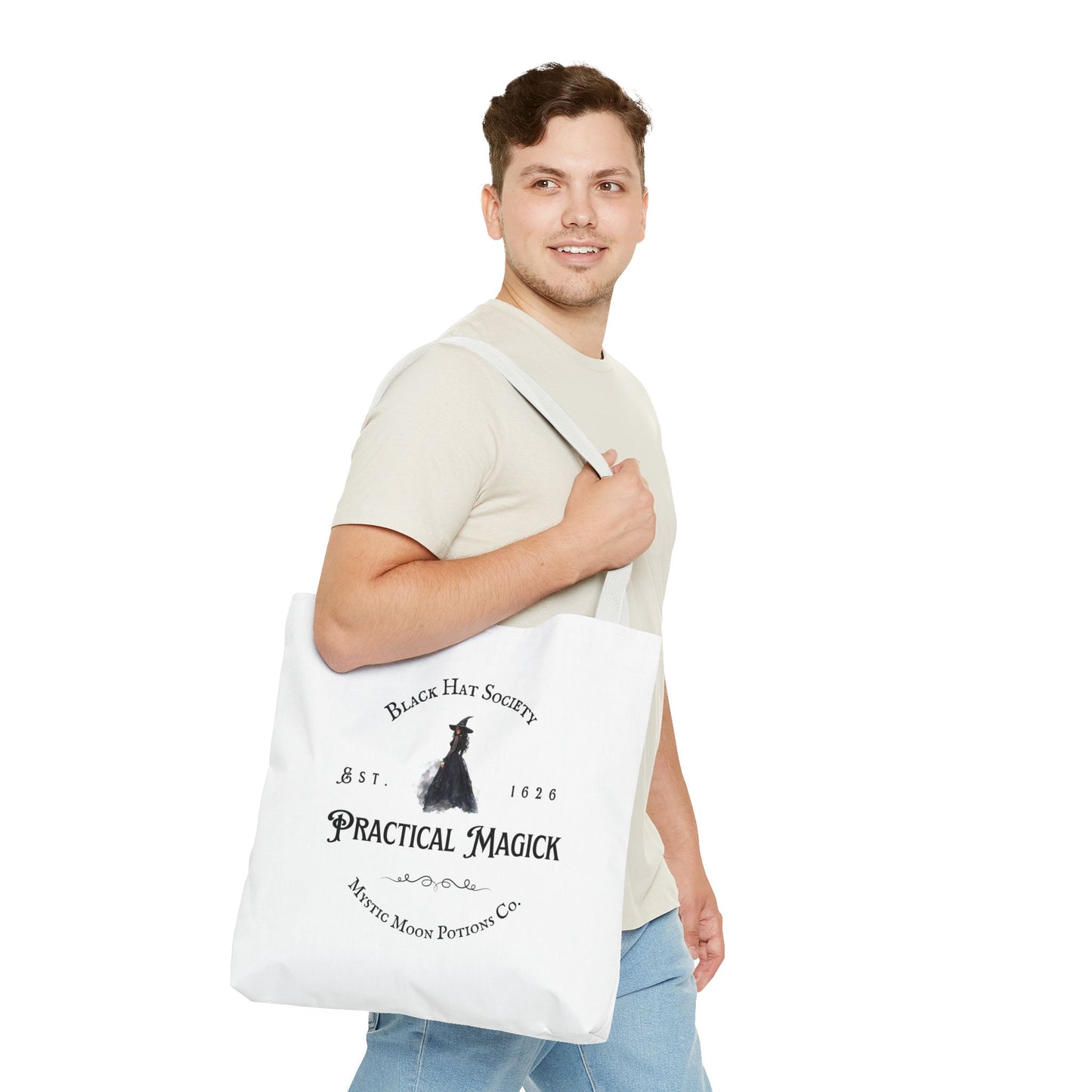 Black Hat Society Tote Bag, Love and Light, Eco-friendly Shopping Bag, Witchy Accessories, Gift for Pagans, Reusable Bag for Everyday Use
