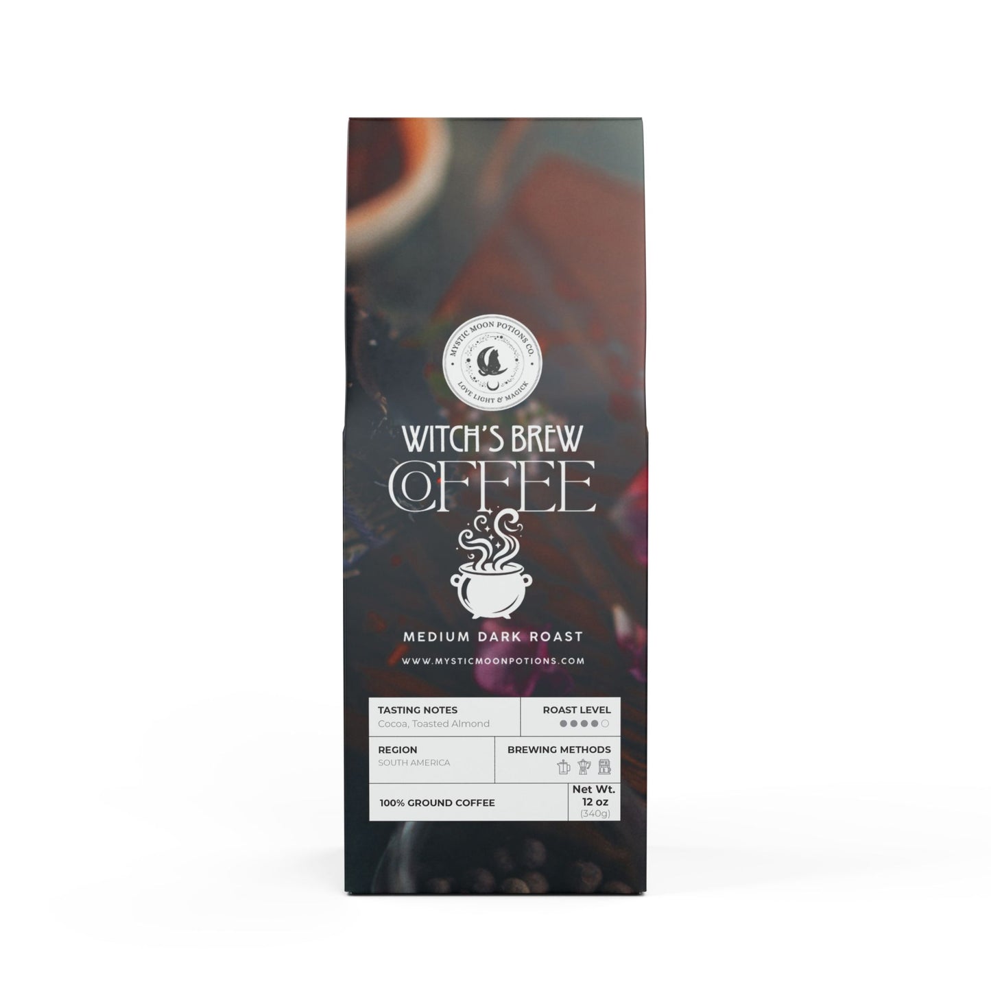 Mystic Moon Potions Co. Witch's Brew Coffee Blend, Mystical Medium-Dark Roast