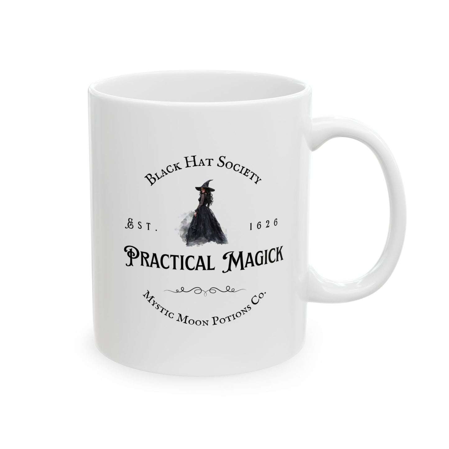 Mystic Moon Potions Co. Practical Magick Ceramic Mug, Perfect Gift for Coffee Lovers, Unique Tea Cup, Home & Office Decor, Birthday & Holiday Present