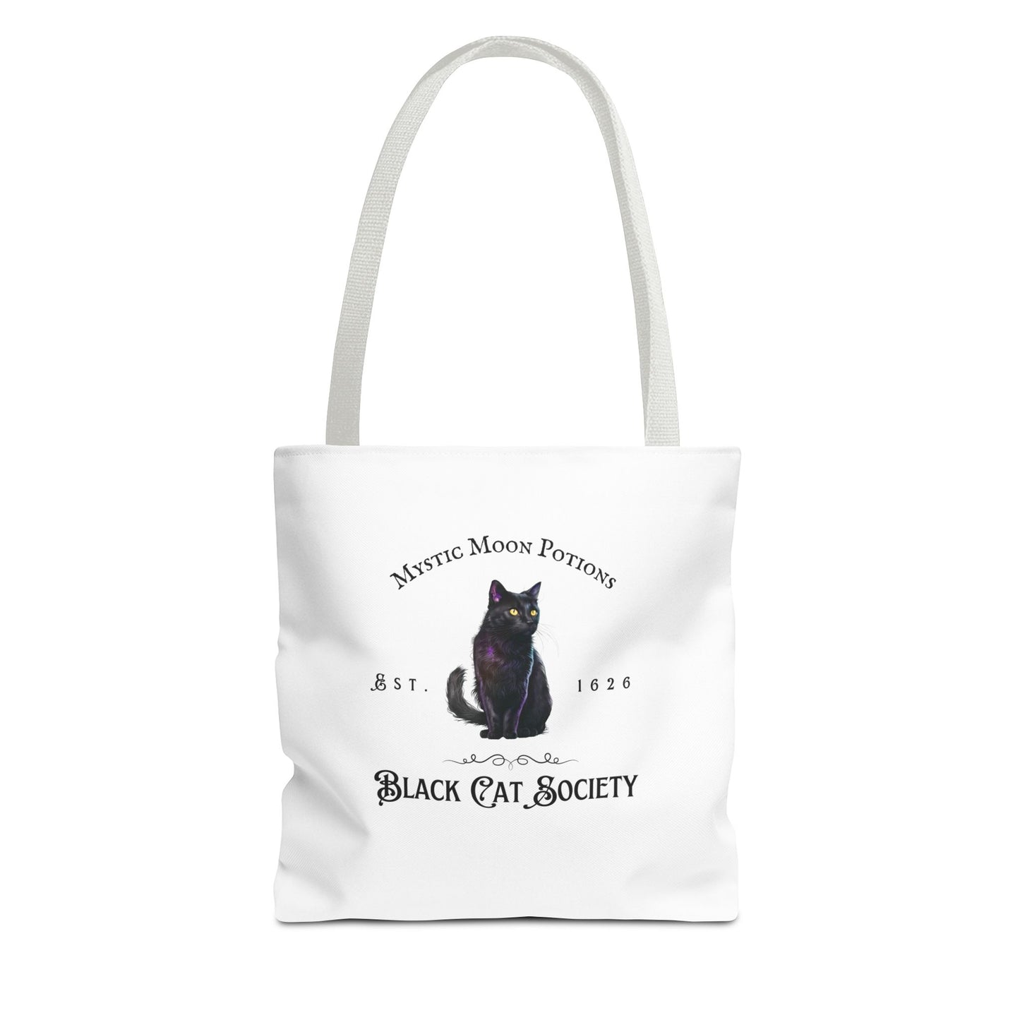 Black Cat Society Tote Bag, Love and Light, Eco-friendly Shopping Bag, Witchy Accessories, Gift for Pagans, Reusable Bag for Everyday Use