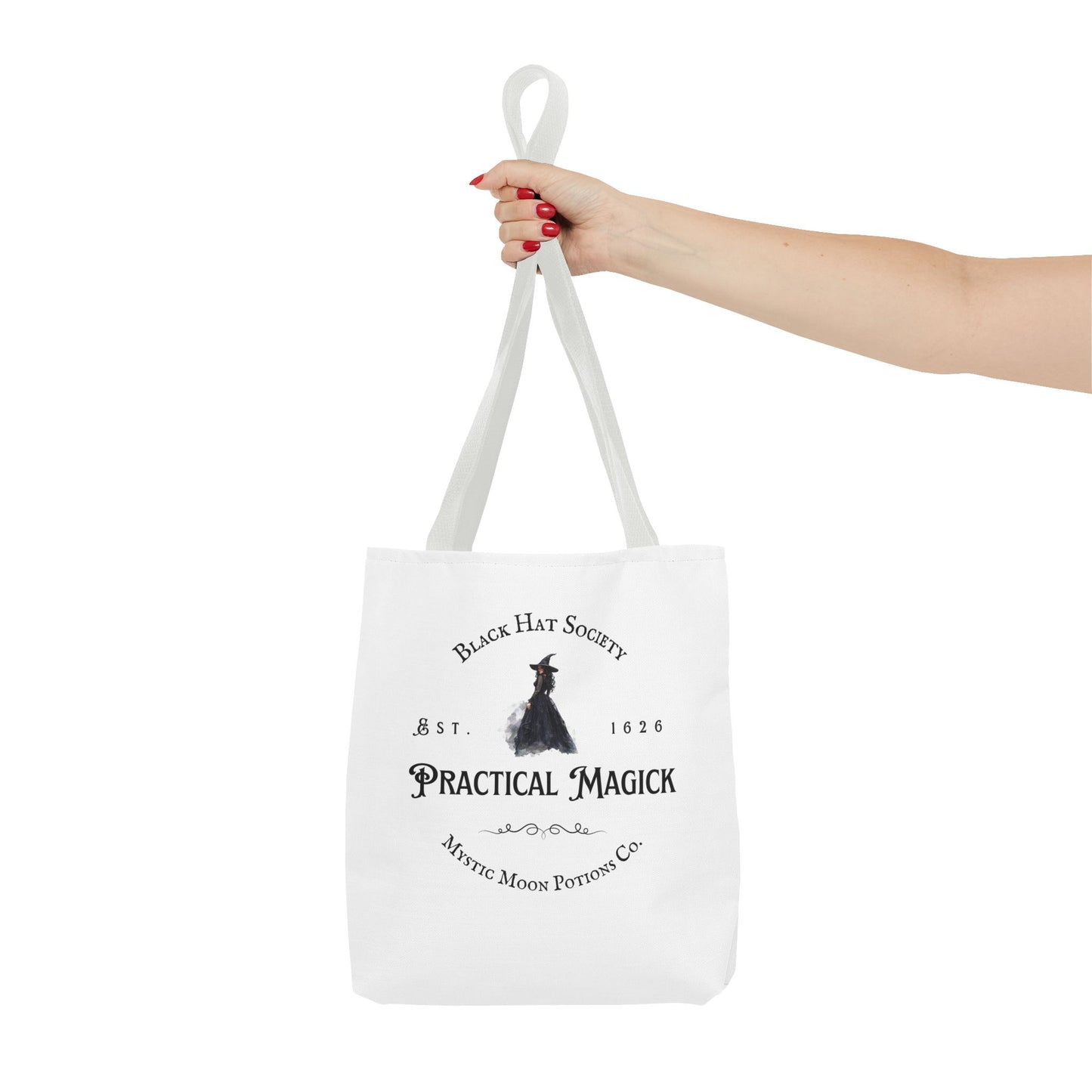 Black Hat Society Tote Bag, Love and Light, Eco-friendly Shopping Bag, Witchy Accessories, Gift for Pagans, Reusable Bag for Everyday Use