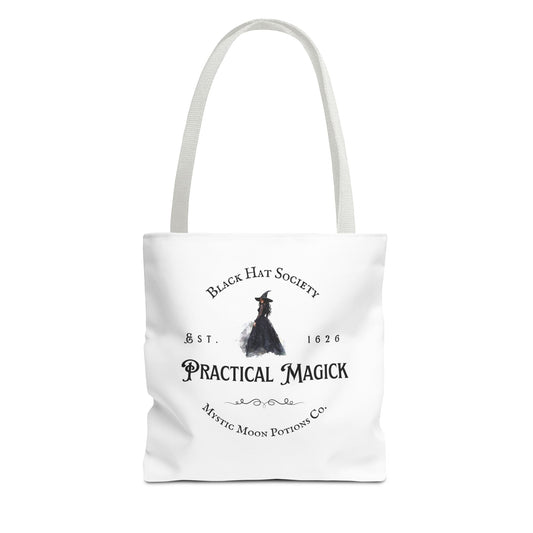 Black Hat Society Tote Bag, Love and Light, Eco-friendly Shopping Bag, Witchy Accessories, Gift for Pagans, Reusable Bag for Everyday Use