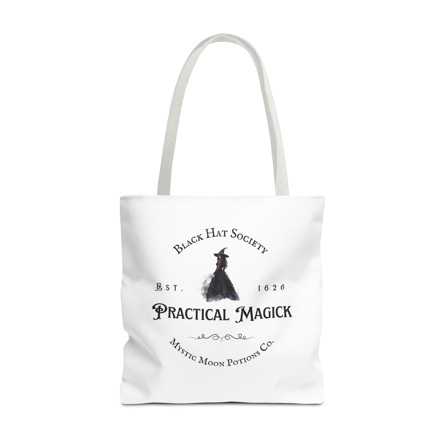 Black Hat Society Tote Bag, Love and Light, Eco-friendly Shopping Bag, Witchy Accessories, Gift for Pagans, Reusable Bag for Everyday Use