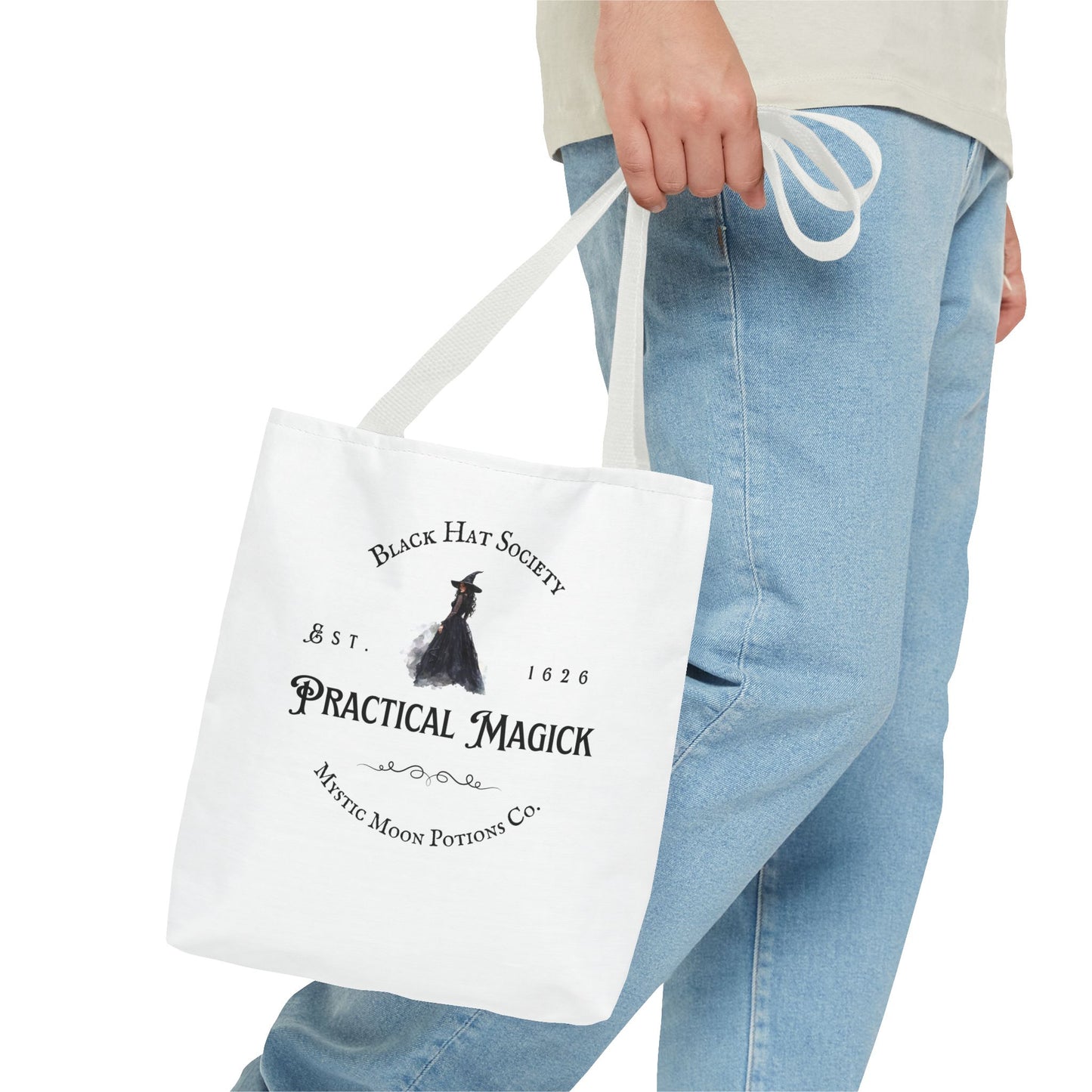 Black Hat Society Tote Bag, Love and Light, Eco-friendly Shopping Bag, Witchy Accessories, Gift for Pagans, Reusable Bag for Everyday Use
