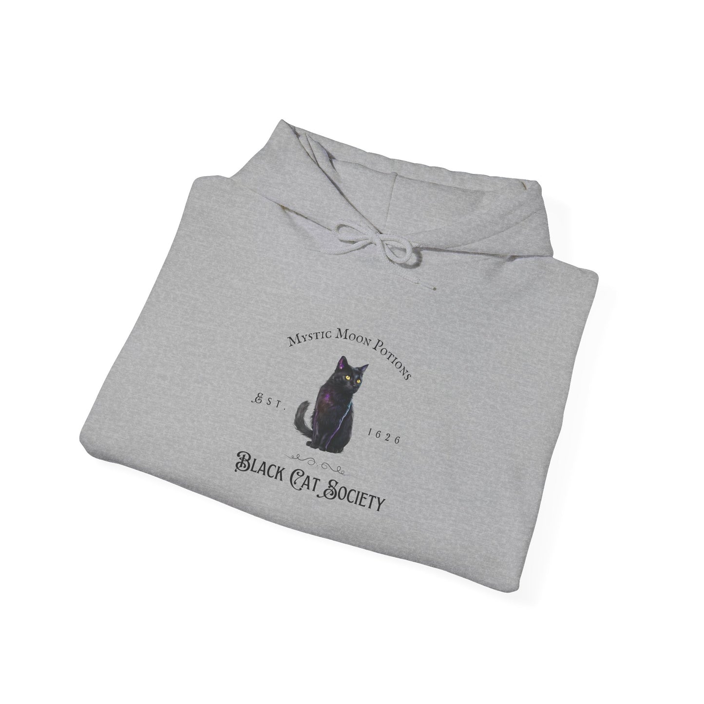 Black Cat Society Unisex Hooded Sweatshirt, Cozy Witchy Apparel, Halloween Gift, Spiritual Fashion, Everyday Wear