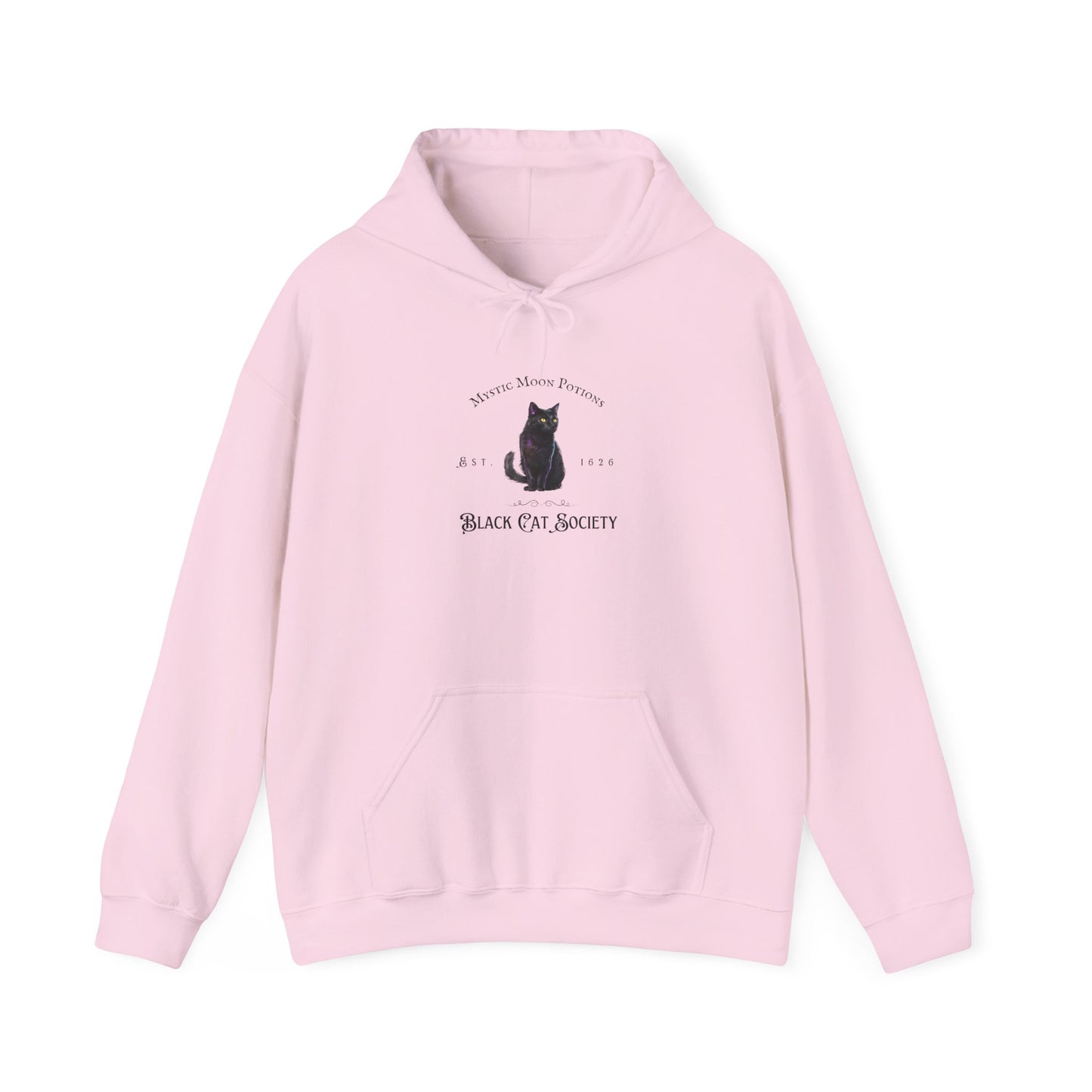 Black Cat Society Unisex Hooded Sweatshirt, Cozy Witchy Apparel, Halloween Gift, Spiritual Fashion, Everyday Wear
