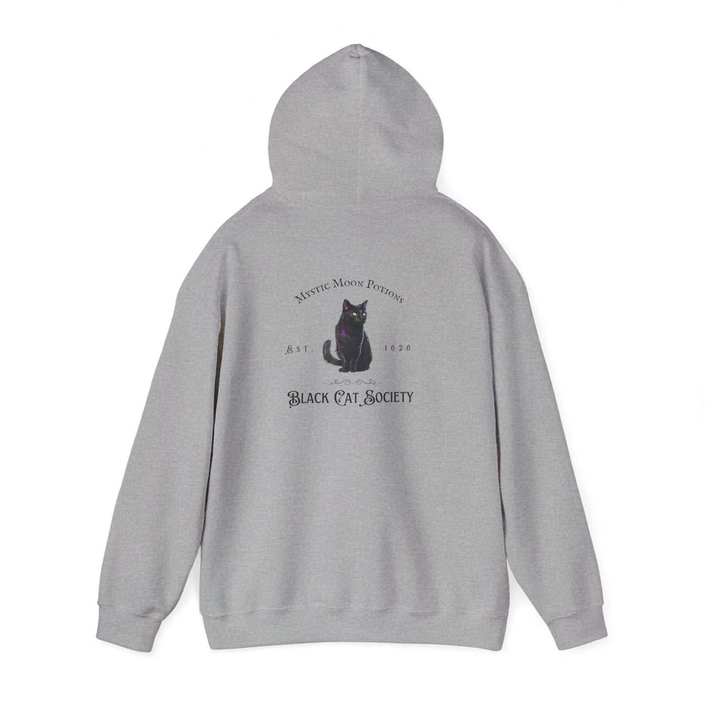 Black Cat Society Unisex Hooded Sweatshirt, Cozy Witchy Apparel, Halloween Gift, Spiritual Fashion, Everyday Wear