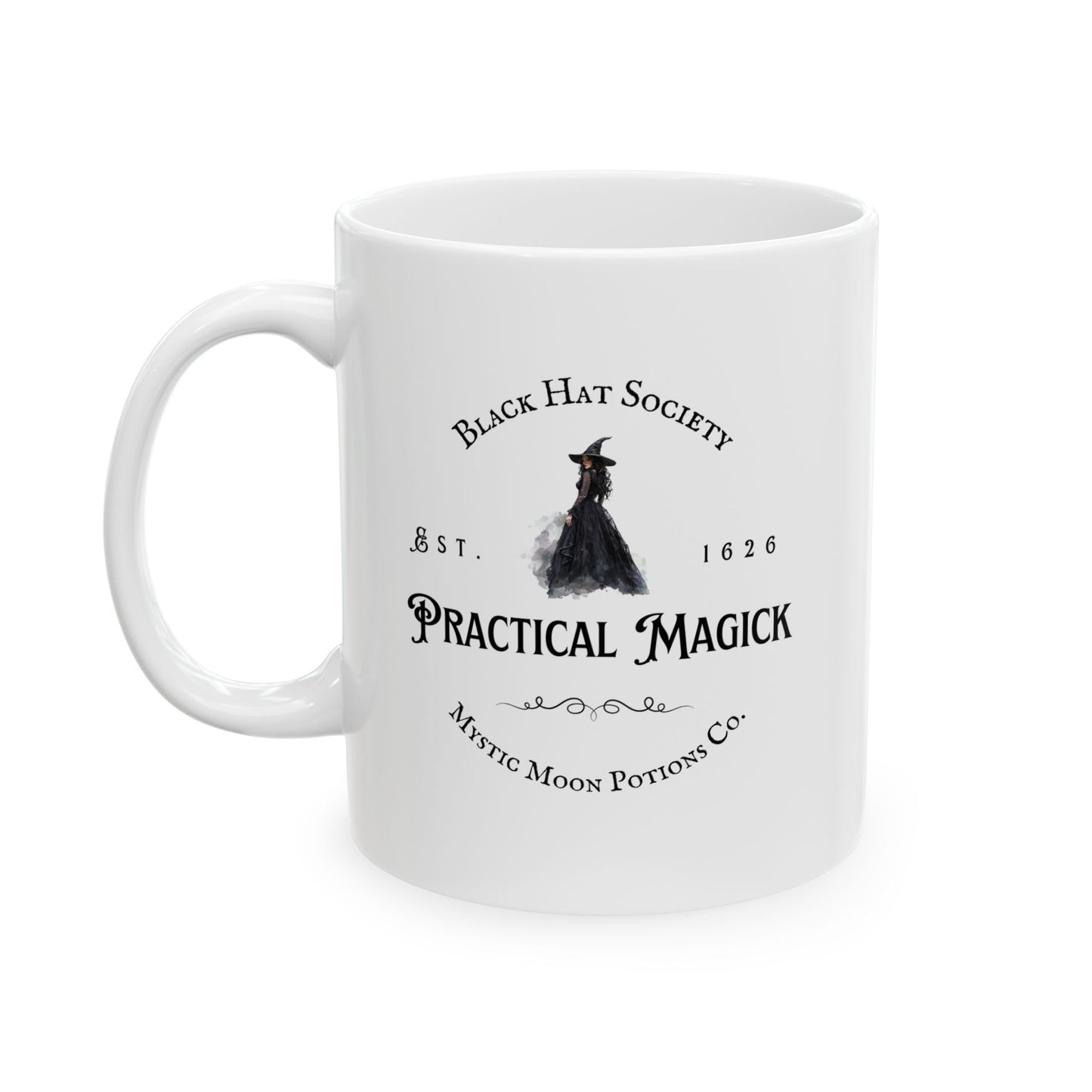 Mystic Moon Potions Co. Practical Magick Ceramic Mug, Perfect Gift for Coffee Lovers, Unique Tea Cup, Home & Office Decor, Birthday & Holiday Present