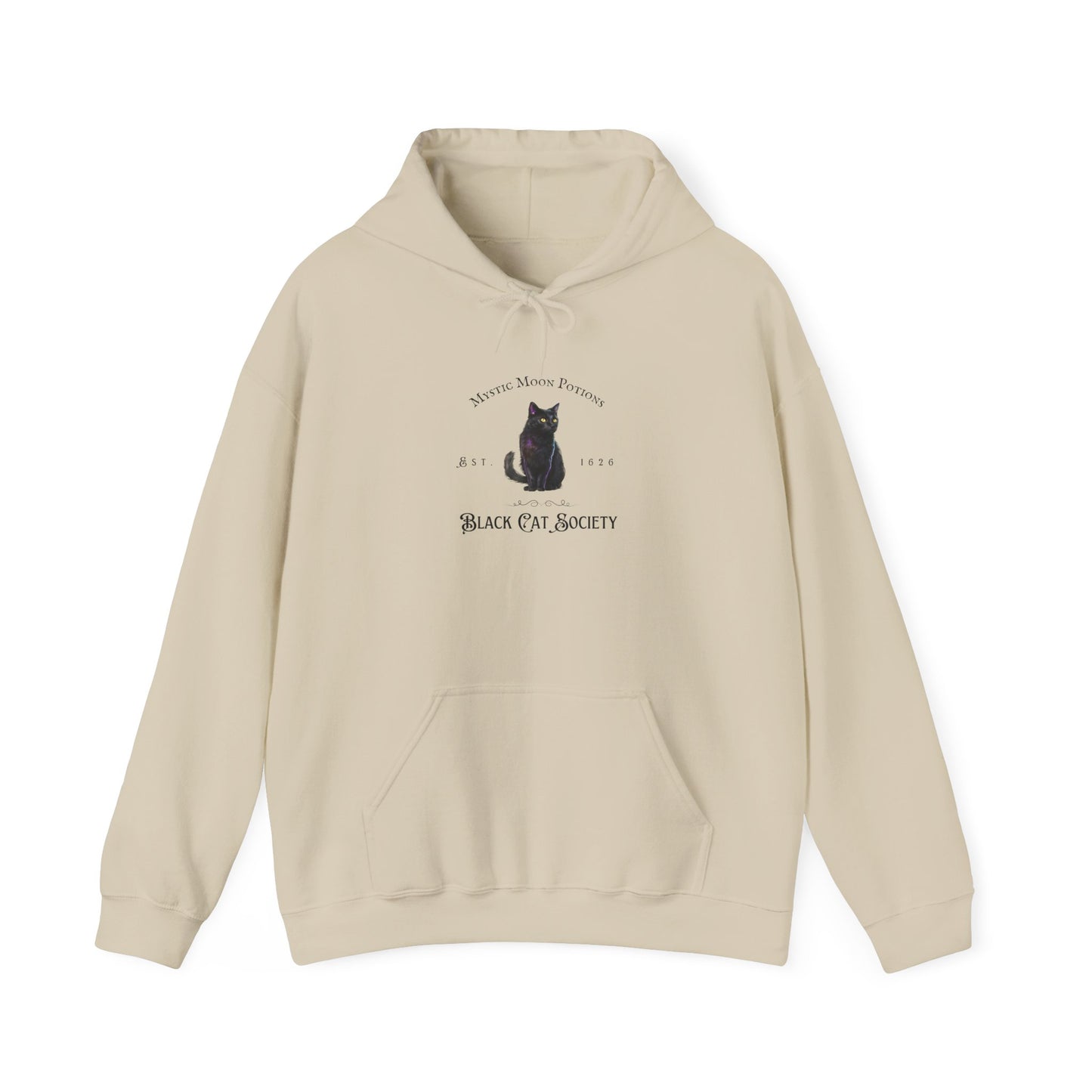 Black Cat Society Unisex Hooded Sweatshirt, Cozy Witchy Apparel, Halloween Gift, Spiritual Fashion, Everyday Wear