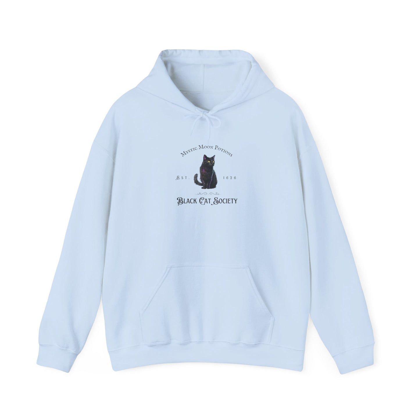 Black Cat Society Unisex Hooded Sweatshirt, Cozy Witchy Apparel, Halloween Gift, Spiritual Fashion, Everyday Wear