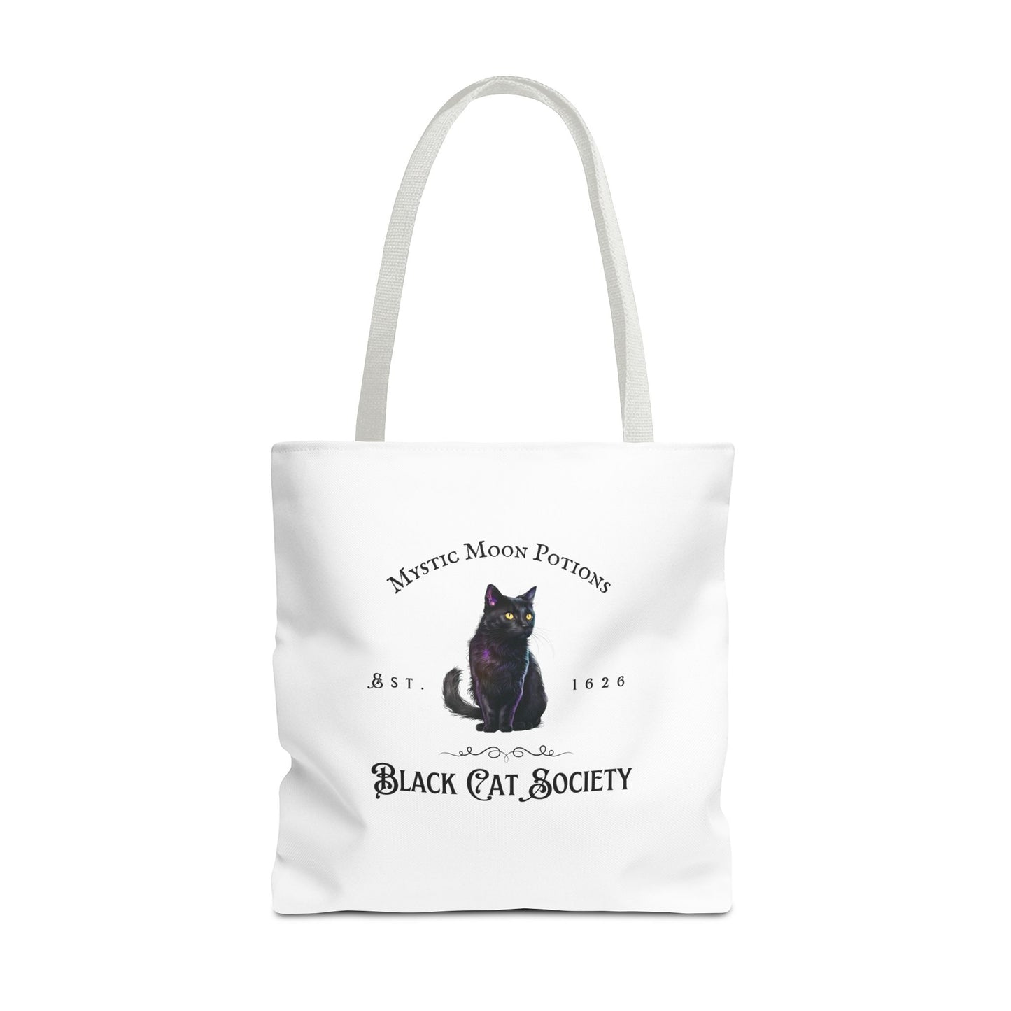 Black Cat Society Tote Bag, Love and Light, Eco-friendly Shopping Bag, Witchy Accessories, Gift for Pagans, Reusable Bag for Everyday Use