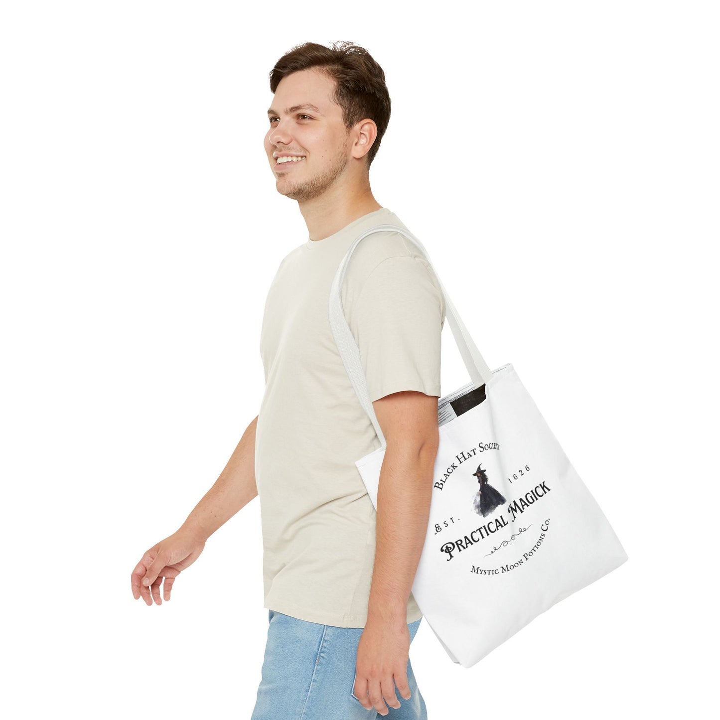 Black Hat Society Tote Bag, Love and Light, Eco-friendly Shopping Bag, Witchy Accessories, Gift for Pagans, Reusable Bag for Everyday Use