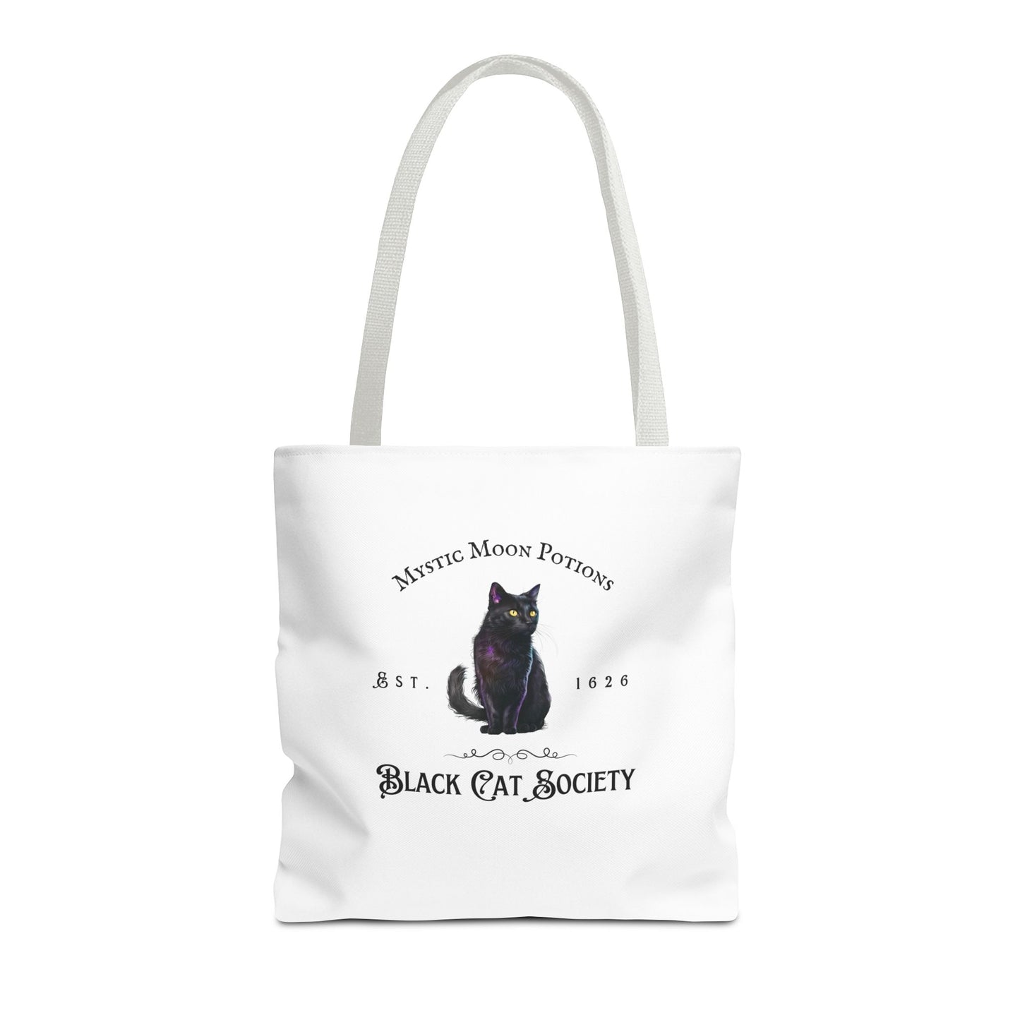 Black Cat Society Tote Bag, Love and Light, Eco-friendly Shopping Bag, Witchy Accessories, Gift for Pagans, Reusable Bag for Everyday Use
