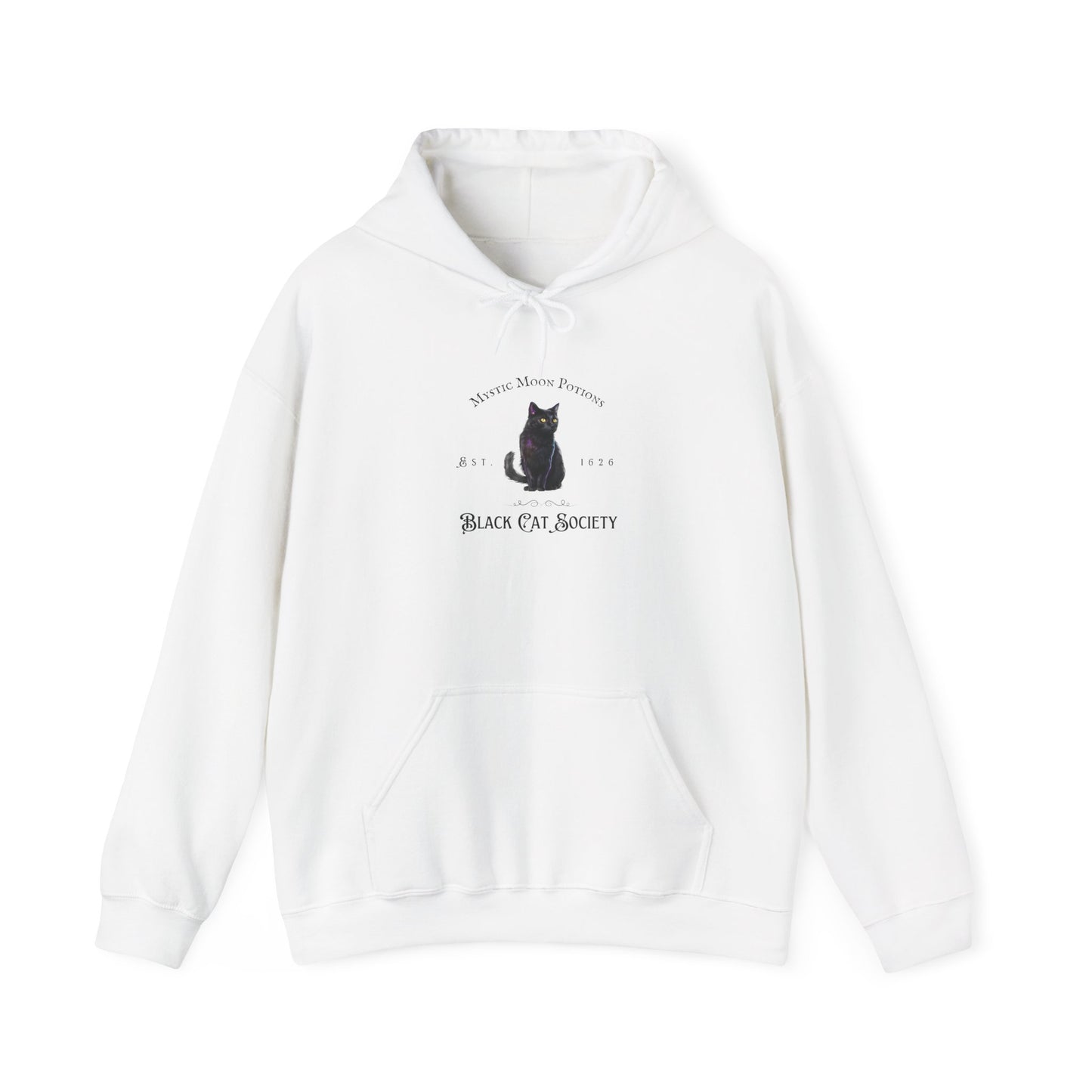Black Cat Society Unisex Hooded Sweatshirt, Cozy Witchy Apparel, Halloween Gift, Spiritual Fashion, Everyday Wear