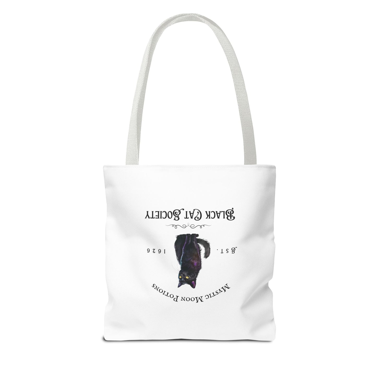 Black Cat Society Tote Bag, Love and Light, Eco-friendly Shopping Bag, Witchy Accessories, Gift for Pagans, Reusable Bag for Everyday Use