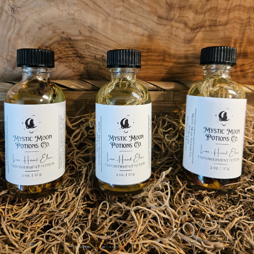 Lion Heart Elixir, Potion Oil for Courage, Confidence, and Self Love | Crystal Infused Herbal Anointing Spell Oil