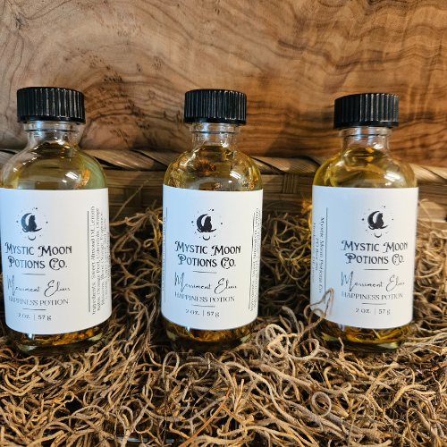 Merriment Potion, Happiness Potion Ritual Oil, Crystal Infused Spell Oil for Joy, Self Care, Anointing Oil | Practical Magic