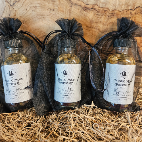Mystic Allure Ritual Oil | Rose Quartz & Cinnamon | Self Love Spell | Come to Me Oil | Potion Bottle