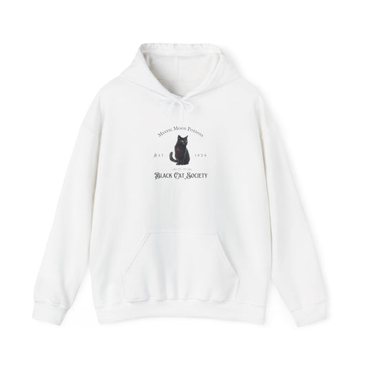 Black Cat Society Unisex Hooded Sweatshirt, Cozy Witchy Apparel, Halloween Gift, Spiritual Fashion, Everyday Wear