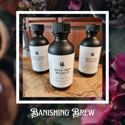 Banishing Brew Ritual Oil | Potion for Banishing, Protection & Cleansing | Anointing Spell Oil with Black Salt & Obsidian