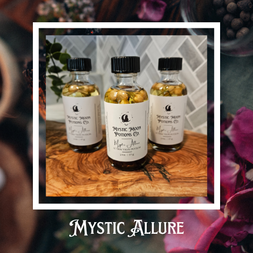 Mystic Allure Ritual Oil | Rose Quartz & Cinnamon | Self Love Spell | Come to Me Oil | Potion Bottle